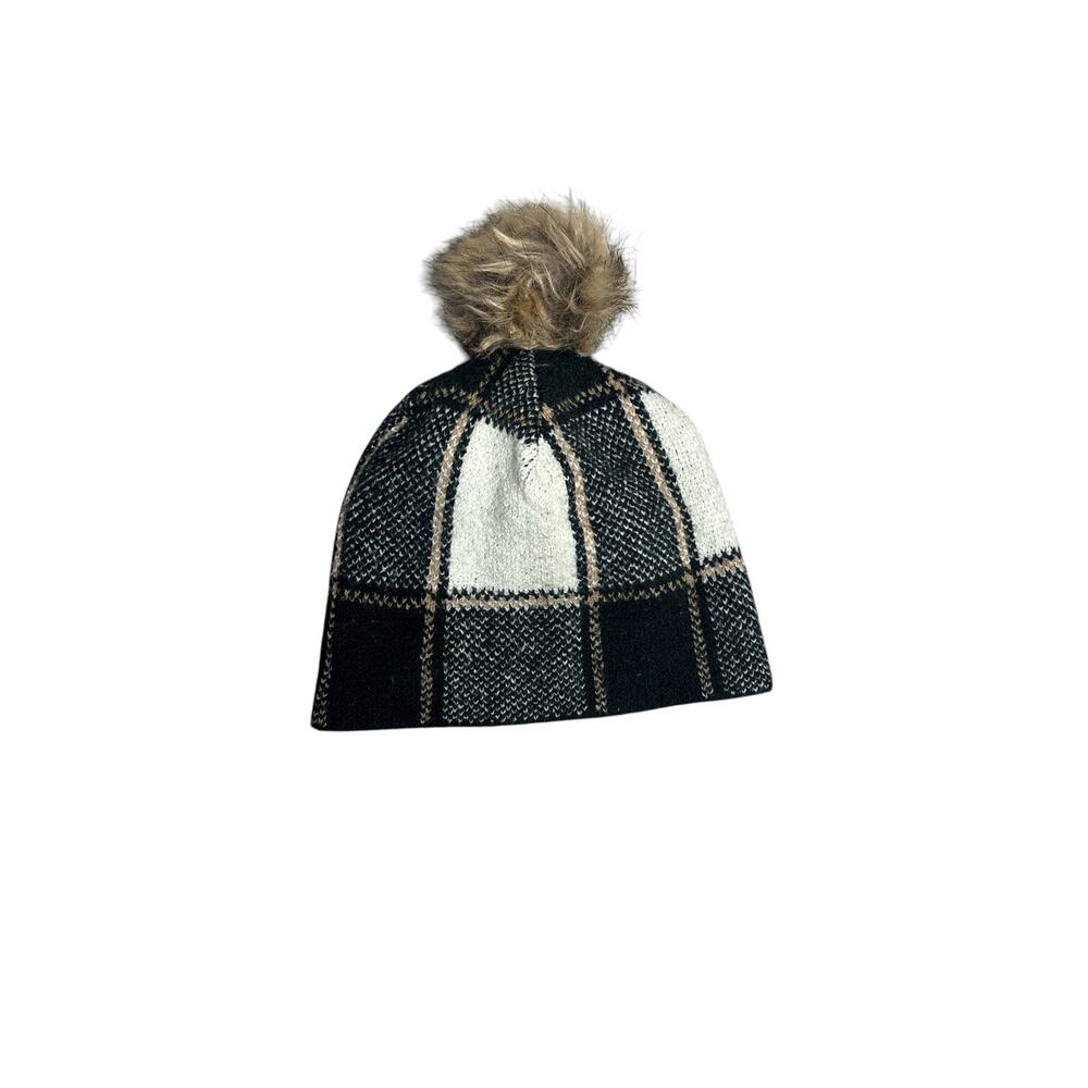 Christian Siriano Plaid Faux Fur Pom‎ Pom Beanie
Hat